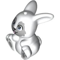 Lego Animal, Bunny, Sitting with Light Bluish Grey Face, Eyes, Paws print / White
