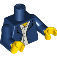 Lego Torso Blazer over Light Blue Button Down Shirt Print, Dark Blue Arms, Yellow Hands / Dark Blue