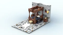 Four-poster bed with Polar Bear Rug