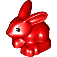 Lego Duplo Animal Rabbit Black Eye, White Pupil Print / Red