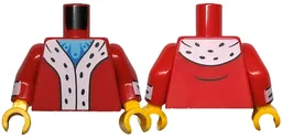 Torso Coat with White Trim with Black Spots, Medium Azure and Blue Shirt Pattern / Red Arms with White Cuffs and Black Spots Pattern / Bright Light Orange Hands