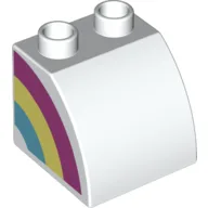 Duplo Brick 2 x 2 x 1 1/2 with Curved Top, Rainbow on Right Side Print
