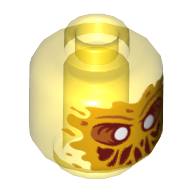 Lego Minifig Head Ghost Scrimper, with Bright Light Orange Face, White Eyes, Slime Mouth Print / Trans-Yellow