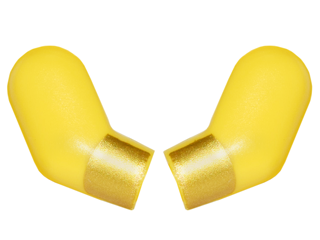 Lego Arm, (Matching Left and Right) Pair with Gold Cuffs / Stripes Pattern / Yellow