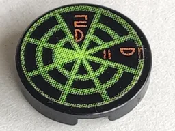 Tile, Round 2 x 2 with Neon Green Radar Type 2 Pattern (Sticker) - Sets 7690 / 7691 / 7693 / 7697