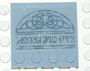 Lego Tile, Modified 4 x 4 with Studs on Edge with Runes and Celtic Knots Pattern (Sticker) - Set 4766