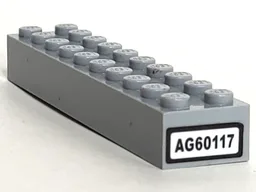 Brick 2 x 10 with 'AG60117' Pattern on End (Sticker) - Set 60117