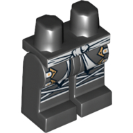 Lego Hips and Black Legs with White Sash, Gold Buckles and White Knee Wrapping Print / Black