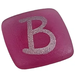Clikits Icon, Square 2 x 2 Small with Pin and Silver 'B' Print / Trans-Dark Pink