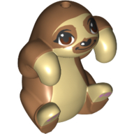 Lego Animal, Sloth with Tan Belly, Big Reddish Brown Eyes, Smile print / Medium Nougat