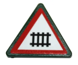 Road Sign 2 x 2 Triangle with Clip with Level Crossing Pattern (Sticker) - Set 10259 / Dark Green
