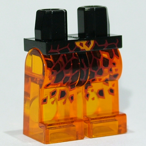 Lego Hips and Trans-Orange Legs with Black Lava Rock Print / Black