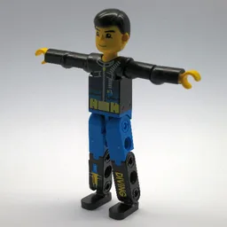Technic Figure Blue Legs, Black Top with Zippered Wetsuit Print [Diver] / [No Color/Any Color]