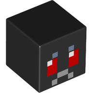 Lego Minifig Head Special, Cube, Pixelated Red Eyes, Sand Blue Eyebrows, Light Bluish Grey Mouth / Black