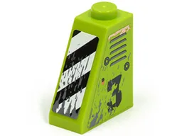 Slope 65 2 x 1 x 2 with Vents and Worn '3' on Left Side and Black and White Danger Stripes on Front Pattern (Stickers) - Set 8958