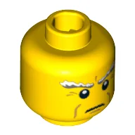 Minifig Head Ocean King, White Bushy Eyebrows, Crow's Feet and Cheek Lines Print [Blocked Open Stud] / Yellow