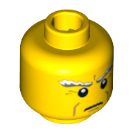 Lego Minifig Head Ocean King, White Bushy Eyebrows, Crow's Feet and Cheek Lines Print [Blocked Open Stud] / Yellow