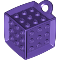 Lego Die - 6 Sided with 3 x 3 Centre Studs, and Ring (DOTS) / Dark Purple