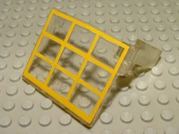 Garage Door Glass Assembly - Yellow Frame Pattern with Hinge Pins on Counterweights