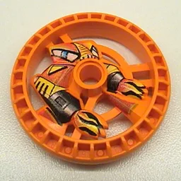Technic Disc 5 x 5 Notched, Flame with Robot Print / Orange