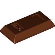 Lego Tile Special 1 x 2 with Sloped Walls AKA Money / Gold Bar [Ingot] / Reddish Brown