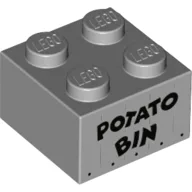 Brick 2 x 2 with Crate, 'Potato Bin' Print / Light Bluish Gray