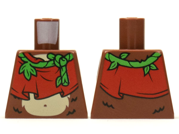 Lego Torso Bright Green Vine, Red Cloth, Tan Stomach Pattern