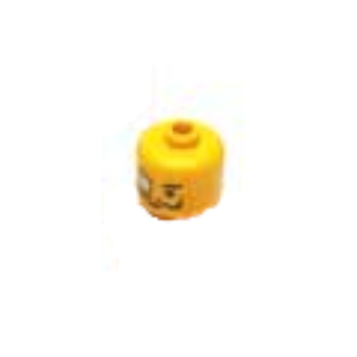 Lego Pen Bead, Round Large, Curved Edges / Cylinder with Minifig Head with Monocle, Moustache Print