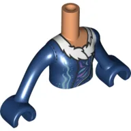 Minidoll Torso Girl with Dark Blue Coat, White Fur Print, Dark Blue Arms and Hands / Nougat