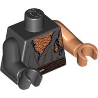 Lego Torso, Odd Arms and Hands, Robe, Torn Print, Left Nougat Arm and Hand, Right Black Arm and Hand / Black