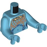 Lego Torso with Long Arms, Na'vi, Dark Blue Marking, Nougat Necklace print, Medium Azure Arms and Hands / Medium Azure