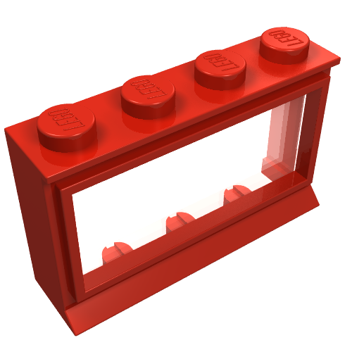 Lego Window 1 x 4 x 2 Classic with Solid Studs [Complete] / Red