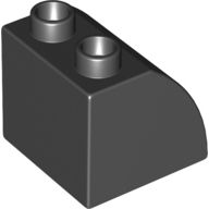 Lego Duplo Brick 2 x 2 x 1 1/2 with Curved Top / Black