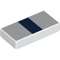 Tile 1 x 2 with Dark Blue Stripe Print / White