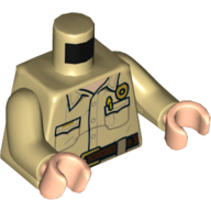 Lego Torso Shirt, Pockets, Pen, Police Badge, Reddish Brown Belt Print, Tan Arms, Light Nougat Hands / Tan