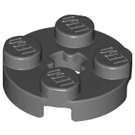 Plate Round 2 x 2 with Axle Hole Type 1 (+ Opening) / Dark Bluish Gray
