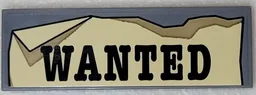 Tile 2 x 6 with 'WANTED' on Tan Paper with Folded Corner Pattern (Sticker) - Set 910016