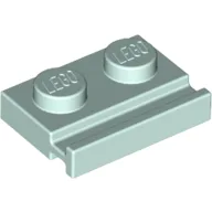 Plate Special 1 x 2 with Door Rail / Light Aqua