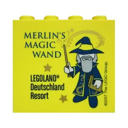 Brick 2 x 4 x 3 with 'LEGOLAND Deutschland Resort MERLIN'S MAGIC WAND' Print / Yellow