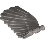 Creature Body Part, Wing 4 x 7 Right with Feathers and Handles for Clips / Flat Silver