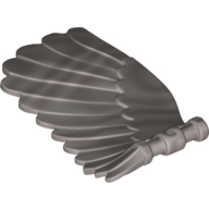 Lego Creature Body Part, Wing 4 x 7 Right with Feathers and Handles for Clips / Flat Silver