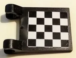 Flag 2 x 2 Square with Flat Edge with Checkered Pattern on Both Sides, Black Corners (Stickers)