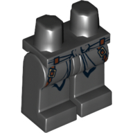 Lego Hips and Black Legs with Dark Bluish Gray Sash, Belts and Buckles Print / Black