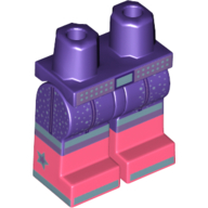 Lego Hips with Dark Purple Legs and Coral Boots Pattern with Sand Blue Knee and Feet Lines, Glitter Print / Dark Purple
