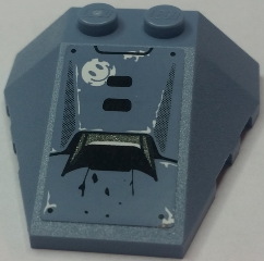 Lego Wedge 4 x 4 Triple with Stud Notches with Vent and Splatters and Smiley Face Pattern Model Left Side (Sticker) - Set 70131