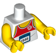Lego Torso Tank Top with 'TEAM GB 1948' Print, Yellow Arms and Hands / White