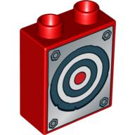 Lego Duplo Brick 1 x 2 x 2 with Target Print / Red