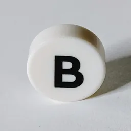 Tile Round 1 x 1 with Black 'B' Print