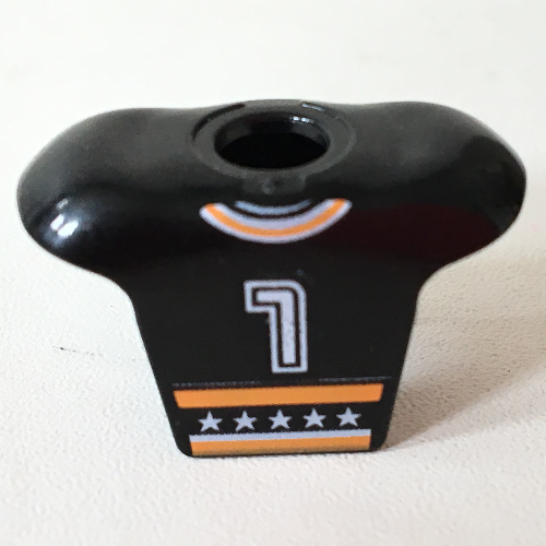 Lego Minifig Neckwear Sports Hockey Body Armor with NHL Logo and White '7' Print / Black