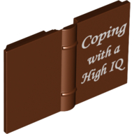 Lego Book 2 x 3 with 'Coping with a High IQ' Print / Reddish Brown